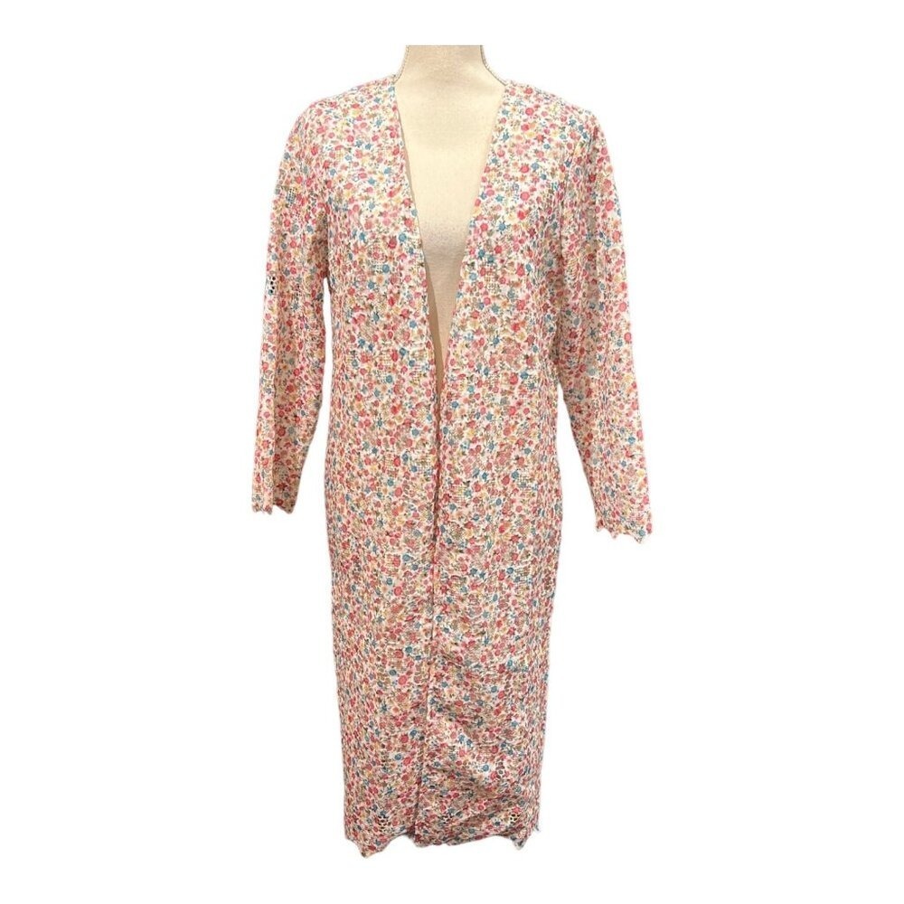Catherine Malandrino‎ Duster Cardigan Ditsy Floral Crochet Size 6 Cottagecore